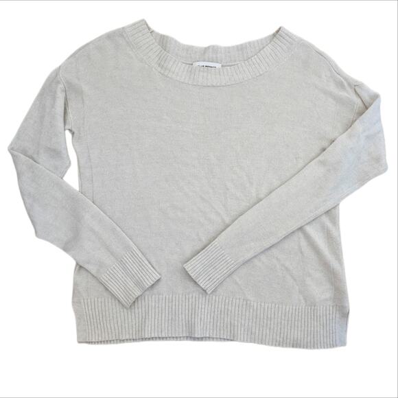 Club Monaco Boat Neck Ribbed Lightweight Linen Minimalist Sweater - Picture 1 of 5